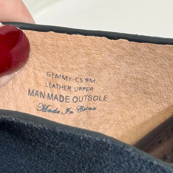 Donald Pliner Slide Wedge Sandals 9 Blue Gemmy Suede Leather Toe Loop Slip On - Picture 9 of 10